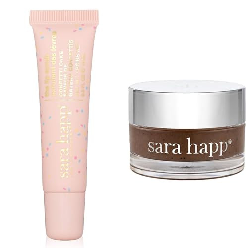 Sara Happ Sweet Glow and Go: Confetti Cake Lip Scrub Exfoliator + Vanilla Bean Lip Scrub DuoExfoliating Lip Treatment, Moisturizer for Dry and Flaky