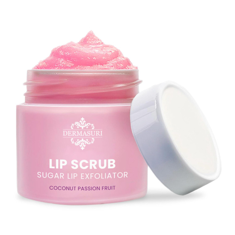 Dermasuri - Lip Exfoliator Scrub & Moisturizer - Sugar Scrubs, Overnight Hydration & Softening - Brighten & Soften Dark Lips For Men & Women -Soothin