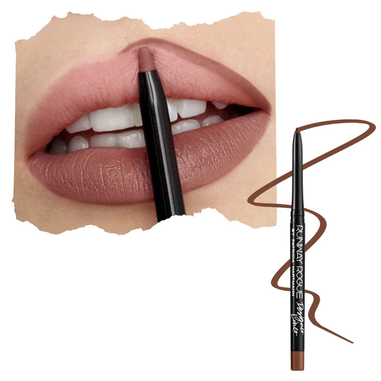 Runway Rogue Designer Liner Lip Pencil, Matte Soft Mocha Lip Liner Pencil and Lip Liner Sharpener, Trendsetter
