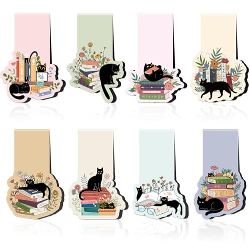 Cute Cat Magnetic Bookmarks: 9 Pcs Cozy Cat Book Mark Cat Lovers Magnet Bookmark Clips for Reading, Gifts for Women Book Lovers Office School Supplie