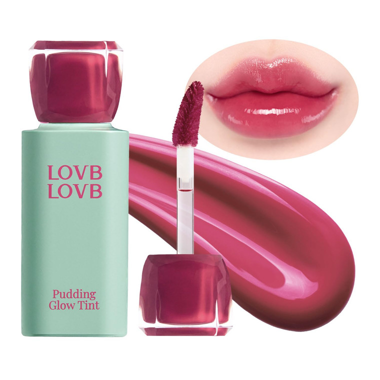 LOVB LOVB Pudding Glow Korean Lip Tint | Natural Lip Stain | Gloss to Stain | Long-Lasting & Non-Sticky | Lightweight Lip Tint | 0.14 oz. (02 ENDING