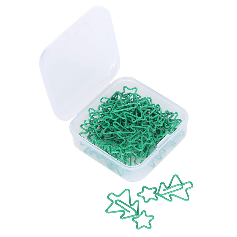Horoper Green Christmas Tree Paper Clips, 30pcs Whimsical Paper Clips Assorted Five Pointed Star and Christmas Tree Shapes Bookmarks and Planner Clip