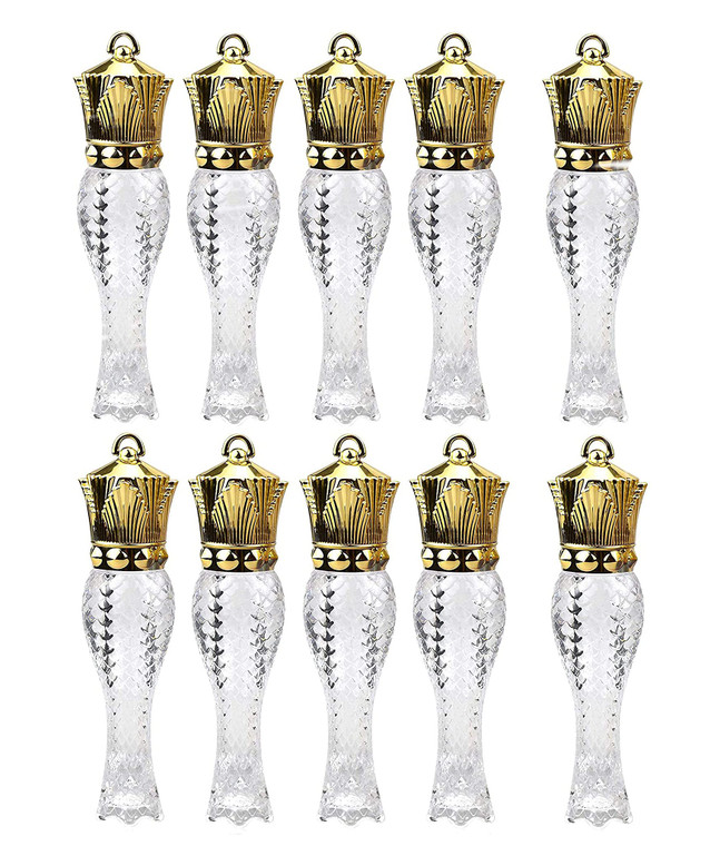 Healthcom 10 Pcs 5ml Mermaid Crown Clear Lip Gloss Tubes Vials Empty Refillable Lip Glaze Tubes DIY Cosmetic Container Lipstick Bottle with Crown Wan