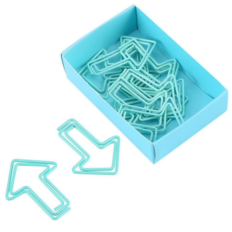 12PCS Paper Clips, Blue Paper Clip Arrow Shaped Paperclips Funny Cute Paperclips Bookmarks Planner Clips Arrow Shaped Page Marker for Office Supplier