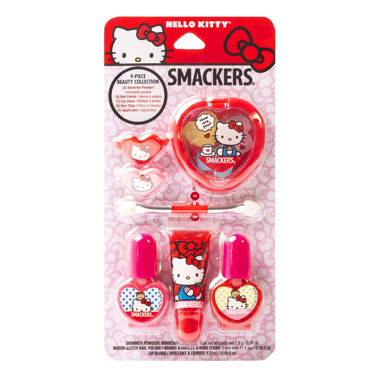 Lip Smacker Sanrio Hello Kitty Makeup Set, Kids Color Collection, 3 Moisturizing, Smoothing Soft Shine, Hydrating & Protecting Products, Fun Flavors,