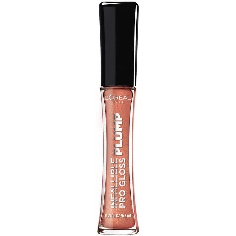 L'Oreal Paris Infallible Pro Gloss Plump Lip Gloss with Hyaluronic Acid, Long Lasting Plumping Shine, Lips Look Instantly Fuller and More Plump, Luci