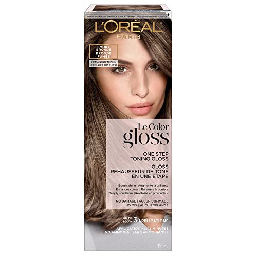 L'Oreal Paris Le Color Gloss One Step In-Shower Toning Hair Gloss, Neutralizes Brass, Conditions & Boosts Shine, Smoky Bronde, 4 Ounce