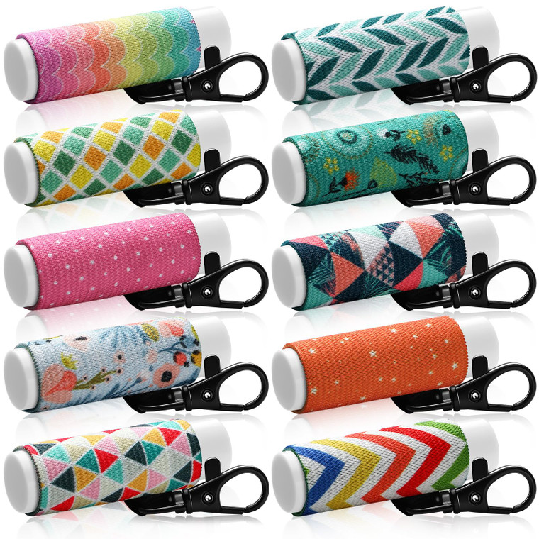 Sureio 10 Pack Lip Balm Holder Keychain Christmas Lip Gloss Holder Keychain Gifts Elastic Lipstick Sleeve Clip for Women(Floral Style)