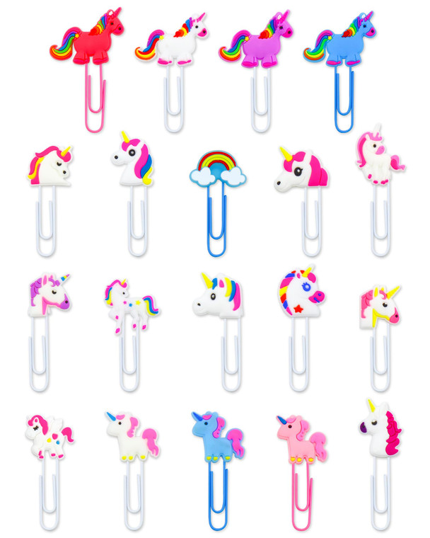 YETOOME 19 Pcs Cute Bookmark Paper Clips Cartoon Silicone Bookmarks with Colorful Paperclips for Kids School Teacher Office Supply Student Stationery