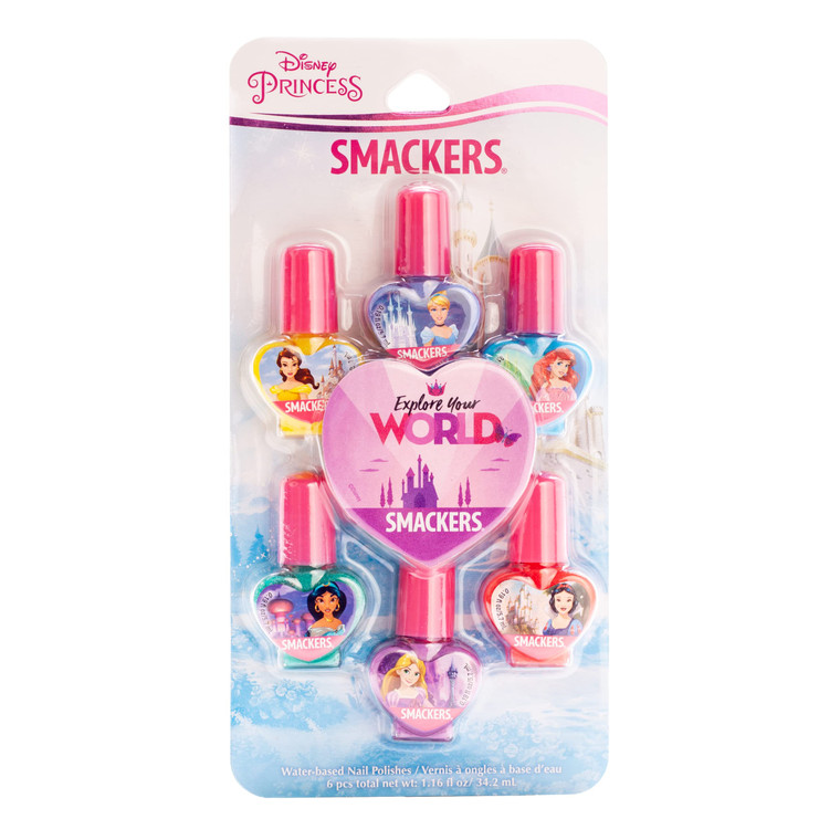 Lip Smacker Nail Polish, 6 Moisturizing, Smoothing Soft Shine, Hydrating & Protecting Fun Flavors, Cruelty-Free & Vegan - Disney Princess