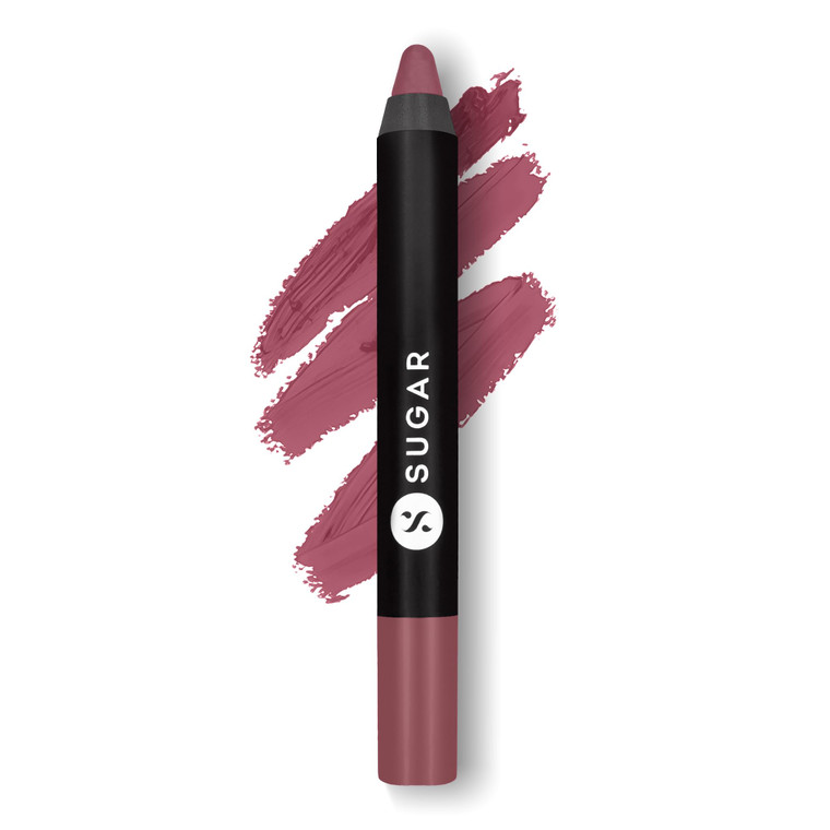 SUGAR Cosmetics Matte as Hell Crayon Lipsticks for Women Lasts Up To 8+ Hours Lip Crayon with Sharpener 2.8gm - 1 count (Pack of 1) 07 Viola