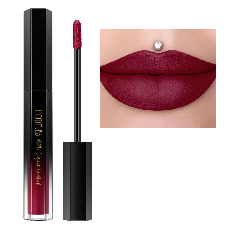 HOOMUSS Burgundy Lipstick Long Lasting, Matte Liquid Lipsticks for Women Non Transfer Smudgeproof Smooth and Easy to Appy Cruelty Free Lip Color, M47