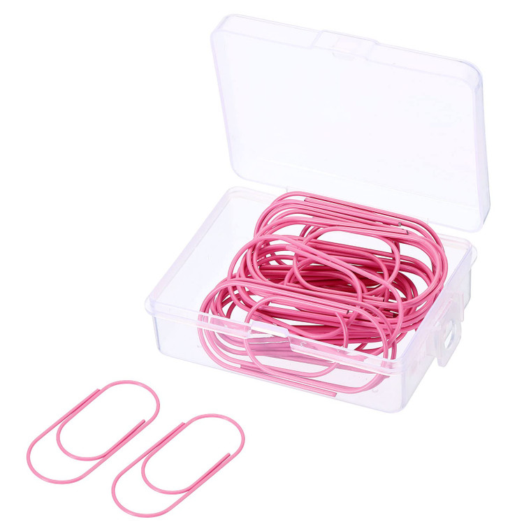 MECCANIXITY Wide Paper Clip Coated Large Clips Bookmarks with Box 2 Inch Pink for Organize Office Home, Pack of 20