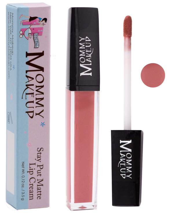 Mommy Makeup Stay Put Matte Lip Cream - Kiss-proof, Transfer-proof, Waterproof, Long Lasting Lipstick - Non-Drying Formula Infused with Vitamin E (Ro