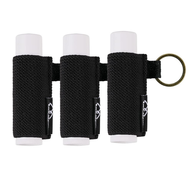 WK IEASON Lip Balm Holder Keychain with Clip, Tight-knit Elastic Chapstick Sleeve not Neoprene Sleeve (Blackx3)