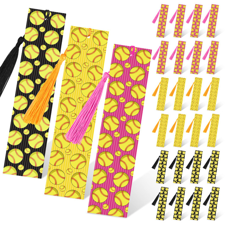 Baseball Bookmarks with Tassels - 24 Pcs Reading Bookmarks Gift for Teacher, Student, Classroom, School, Office Stationery - Encouragement Christmas