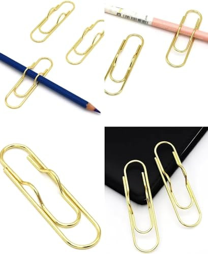10Pcs Golden Pencil Clip,Pen Holder Clips Bookmarks for Notebooks MultiFunction Pen Clip Loop for Clipboard Notebook,Paper Clips for Office, School,O