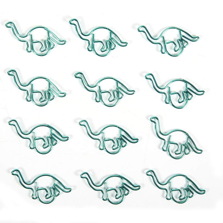 12pcs Dinosaur Animal Shaped Paper Clips, Cute Metal Bookmark Clips for School Office Desk Gift Organizing Supplies