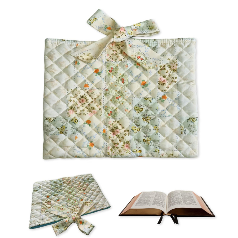 Bible Cover Case for Women Large Bibles Cover with Quilted Flower Printing, Quilted Bow Bible Sleeve Book Cover Case Pouch Carrying Case for Girls Bi
