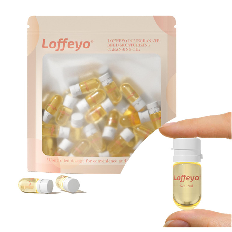 Loffeyo 20PCS Travel Cleansing Oil Makeup Remover, Individually Mini Size Packaged Units, Moisturizing Pomegranate Seed, Travel Essential, Hotel Use