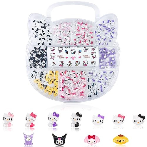 GOTPE 111 PCS Cute Kawaii Nail Art Stickers - Y2K Slime Charms, 3D & Flatback Resin Charms