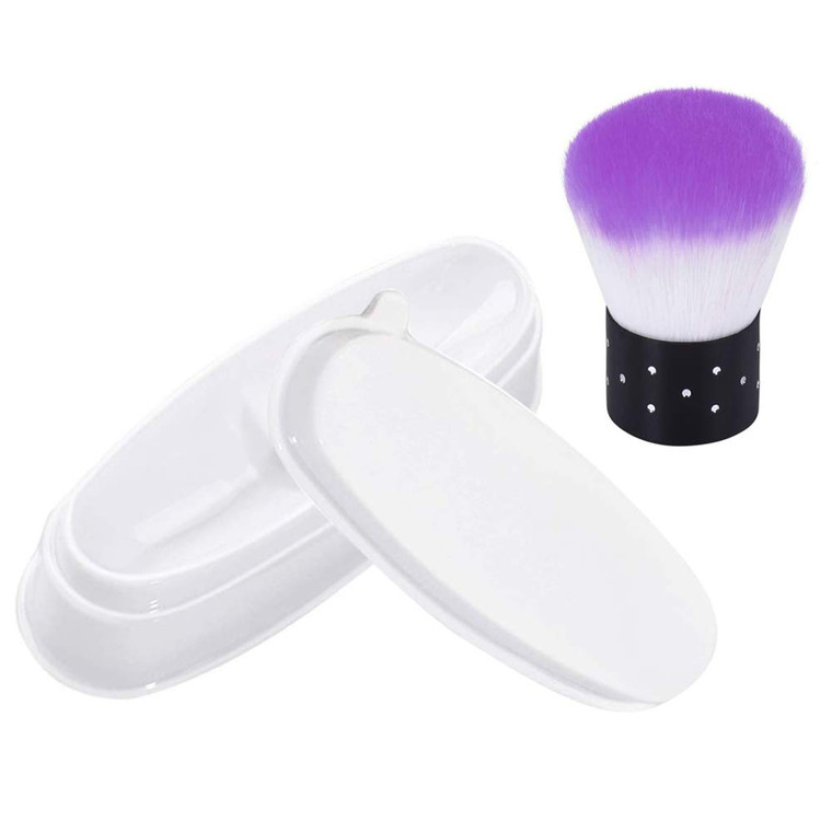 EBANKU Dip Powder Tray, Nail Dip Container Dipping Powder Tray French Nail Smile Line Molding with Cleaning Brush,