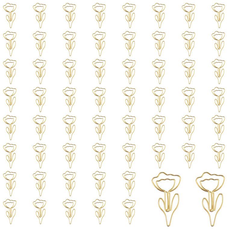 WJIAAA Cute Paper Clips, 60Pcs Decorative Paperclips Metal Flower Shaped Paper Clips Bookmarks for Home Office Supplies Desk File Organization Weddin