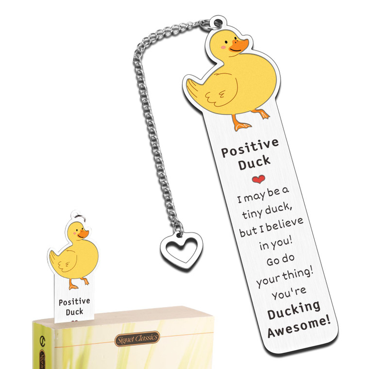 Valentines Day Bookmark Gifts for Teen Boys Girls 16-18, Book Mark for Reading Lovers Bookish Bookworm Positive Duck Book Marks for Reading Women Kid