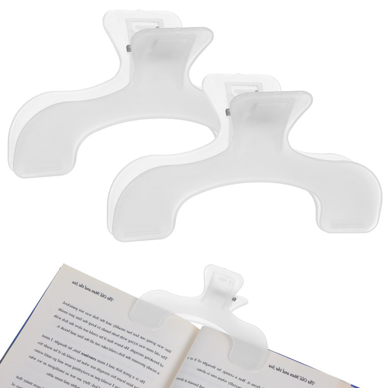 MBAIYO 2Pcs Transparent Book Clip, Book Page Holder Opener Reading Teaching Aid Music Books Fixing Clips Page Marker Accessories for Teachers Office