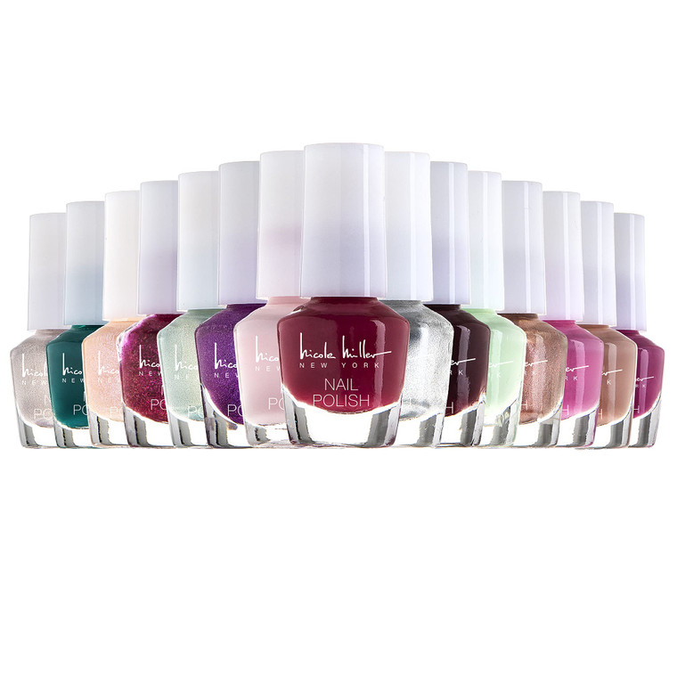 Nicole Miller Mini Nail Polish Set  Glossy, Vibrant Colors for Fingernails & Toenails, Floral Collection
