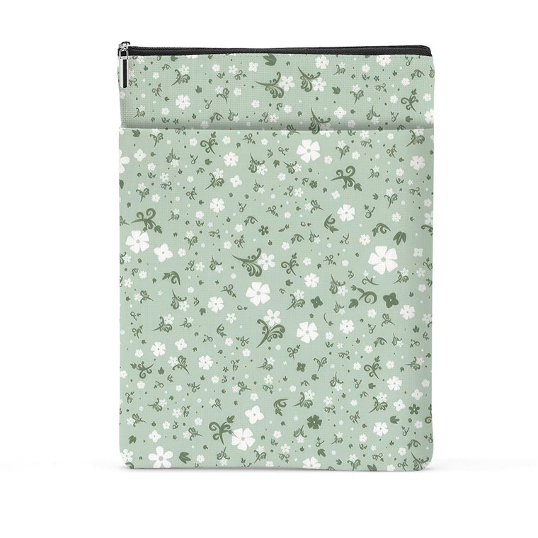 Floral Book Lovers Gifts Waterproof Flower Book Sleeve Botanical Book Pouch Book Protector with Zipper and Front Pocket Book Cover Case for Women Gir