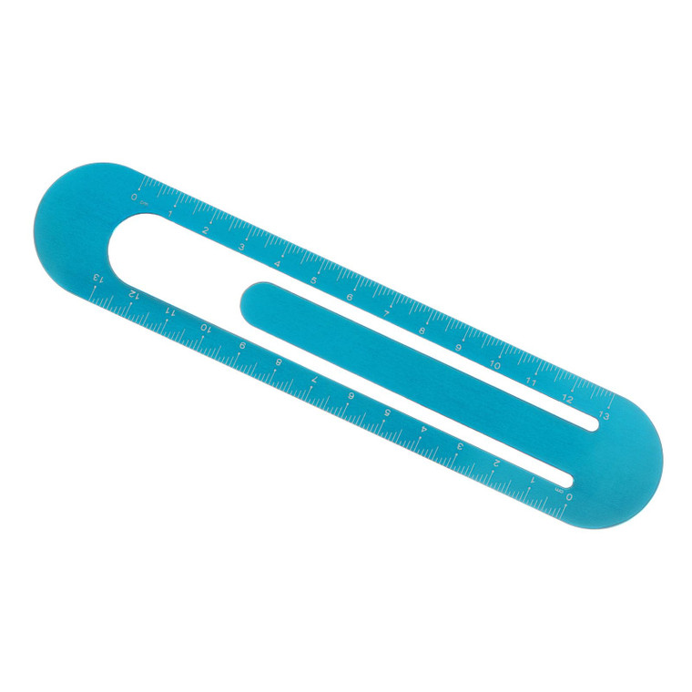 Kozelo Metric Straight Ruler - [13cm] Aluminum Scales on Both Sides Metal Bookmark Clip Ruler Blue for Measurement Drawing Engineer Office Classroom