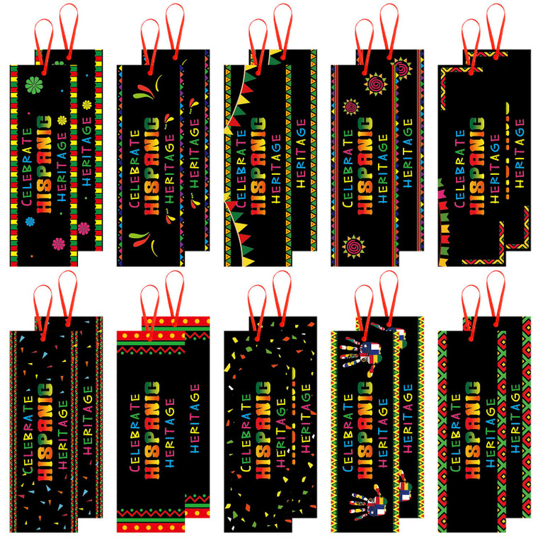 Tinlade 200 Pcs Hispanic Heritage Month Bookmarks 10 Styles Paper Latin American Countries Flags Bookmarks Bulk Hispanic Heritage Month Gifts for Kid
