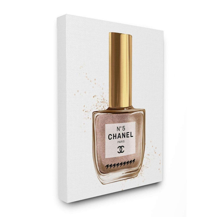 Stupell Industries Makeup Nail Polish Brown Gold Fashion Design Canvas Wall Art, Multi-Color