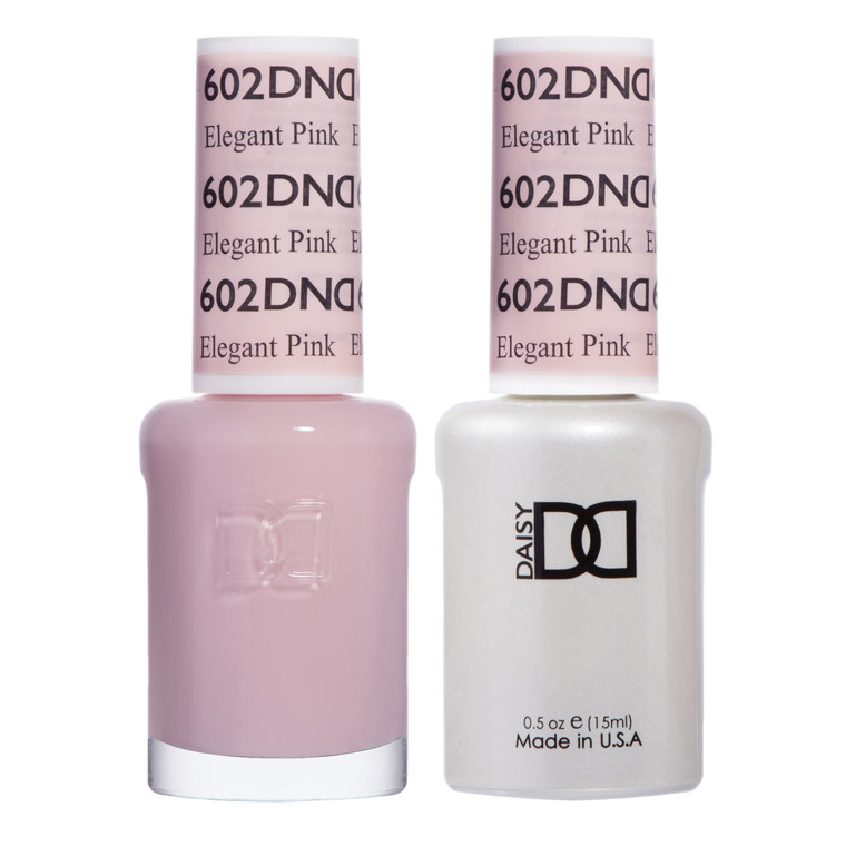 DND Gel Polish Set, Pink Collection, UV/LED Gel Polish and Air Dry Nail Lacquer, Matching Chip-Free Polish Duo, 602 Elegant Pink, 0.5 Fl Oz