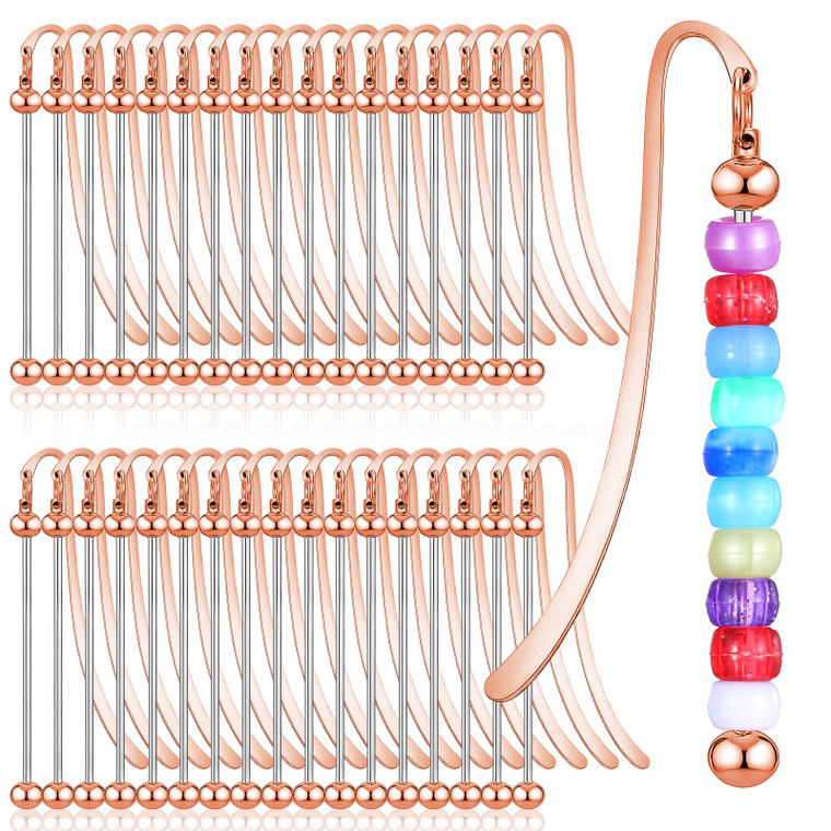 36 Pcs Beadable Bookmarks DIY Metal Blank Bar Bookmark for Beads Modern Bead Craft Jewelry Pendant Charm Gift for Book Lovers Student Teacher Office