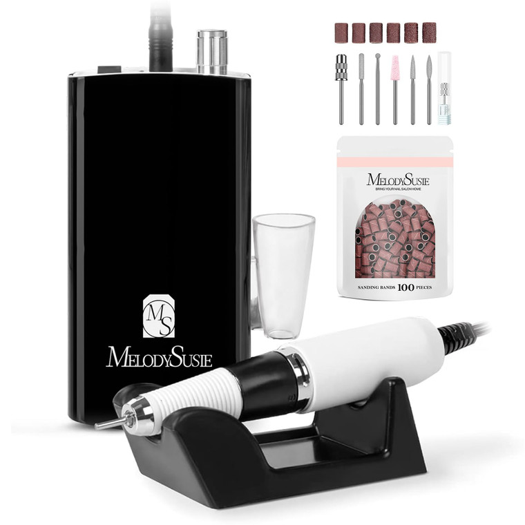 MelodySusie Entry-Level Clip-On Rechargeable Nail Drill with Anti-Slip Silicone Handle, SC300I 30000RPM E-File for Manicure Shaping & Gel Removal, Pe