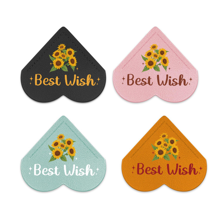 LSVGSAK Leather Heart Bookmarks 4pcs Corner Page Book Marks Accessories for Women Mom Friends Teacher Student Nurse Book Reading Lovers,for School Ho