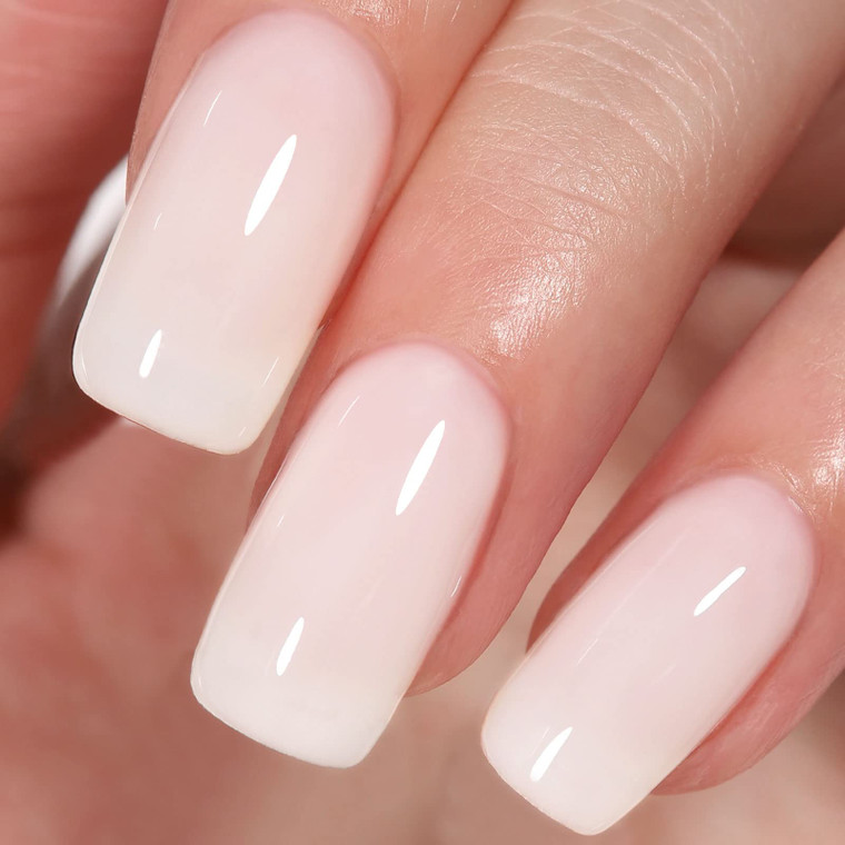AILLSA Milky White Gel Nail Polish, Sheer Nude Translucent Jelly Soak Off UV LED Gel, Easy to Apply for Beginners, Natural Neutral Color for French M