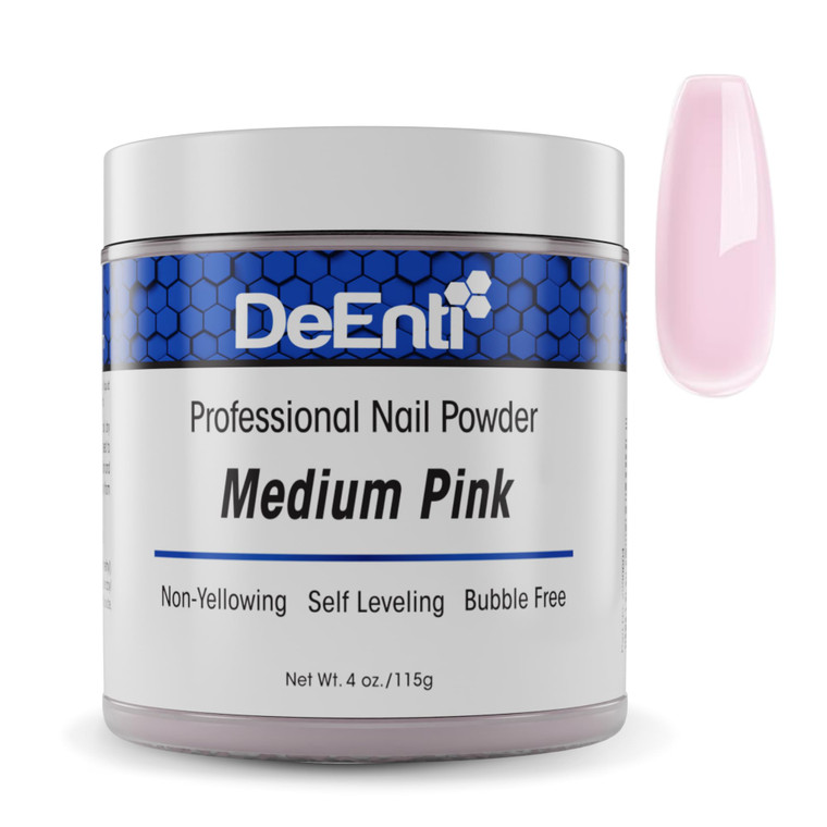 DeEnti Acrylic Nail Powder - 4oz Medium Pink|Professional Grade, Bubble-Free Acrylic Powder for Nails | Long-Lasting, Chip-Resistant Nail Acrylic Pow