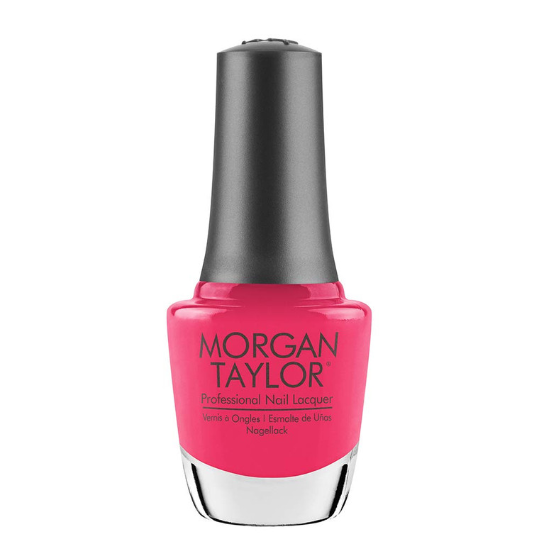 Morgan Taylor Nail Lacquer (Pink Flame-ingo) Bright Pink Professional Lacquer, Vibrant, Chip-Resistant, Fast-Drying, Long-Lasting, High-Shine, Perfec