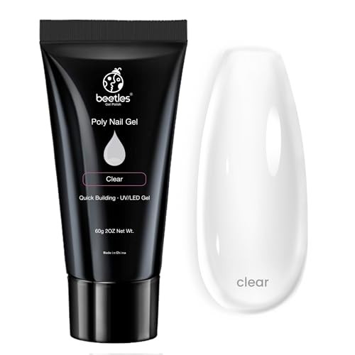 Beetles Nail Extension Gel, 60g Clear Builder Nail Gel Nail Art Design Nail Enhancement Gel for Beginner & Professional Easy DIY Fall Nails at Home S