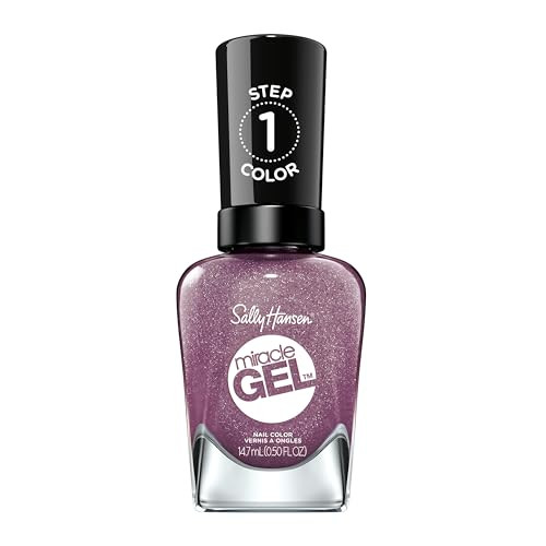 Sally Hansen Miracle Gel, Metro Midnight, Long Lasting, Gel-Like Formula, No UV Lamp Needed, Purple Nail Polish