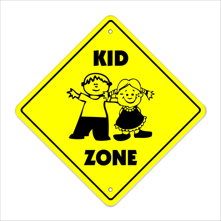 Kid Crossing Sign Zone Xing | Indoor/Outdoor | 14" Tall Children Child Play Slow be Safe Caution