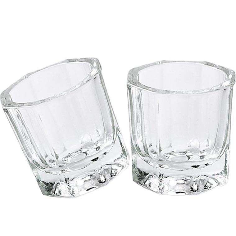 fiezkaa 2 Pcs Clear Nail Dappen Dish Glass Cup for Acetone and Nail Liquid, Small Dampen Dish for Acrylic Nails, Monomer, Powder, Polish Remover - Da