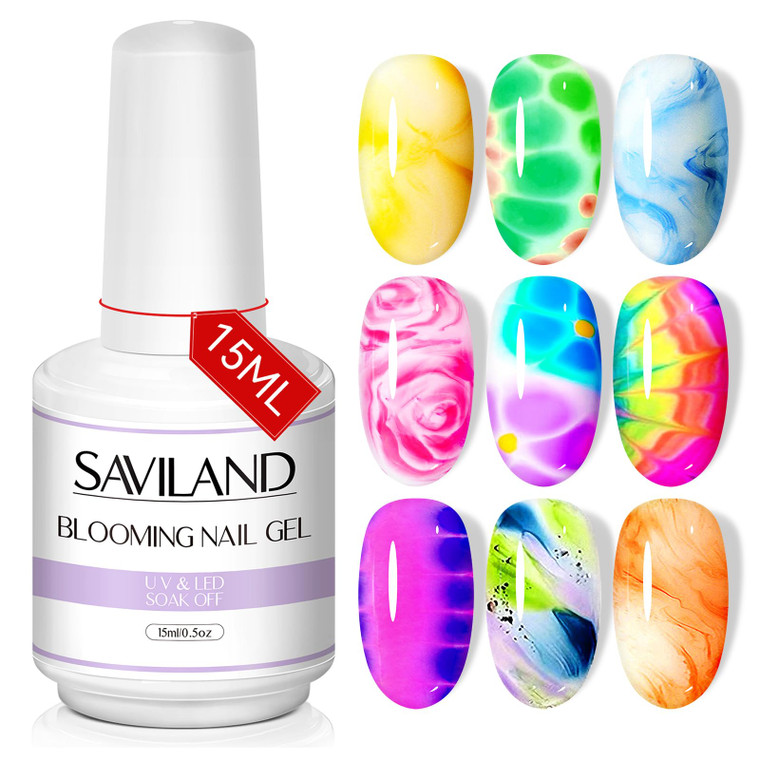 SAVILAND Blooming Gel: Clear Booming Gel Nail Polish Nails Blossom for Spreading Effect Marble Nail Polish Flower Watercolor Nails Art Design Manicur