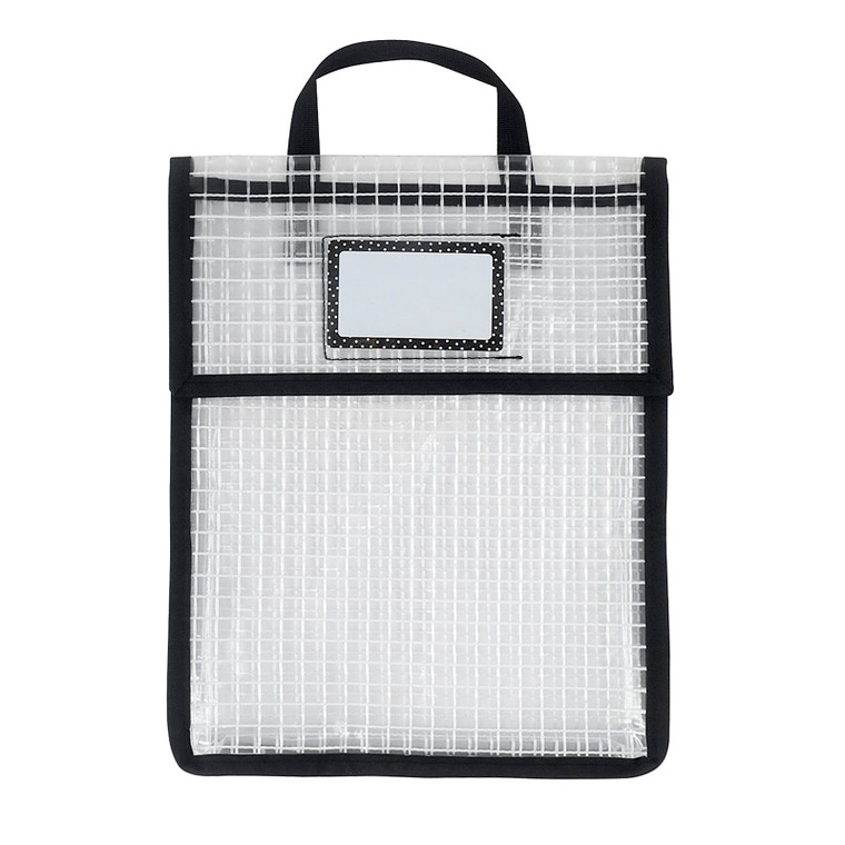 Clear Book Pouches with Blank Name Tags Cards and Handles Thick Book Organizer Storage Bags Waterproof Pouches Reading Protector Supplies Pockets for