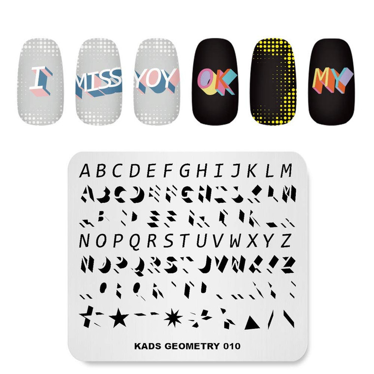 Rolabling Nail Stamping Plate Fashion Geometry Words Letters Stars Patterns Theme Multi-Pattern Stamp Print Image Stamp Template Nail Art for Nail De