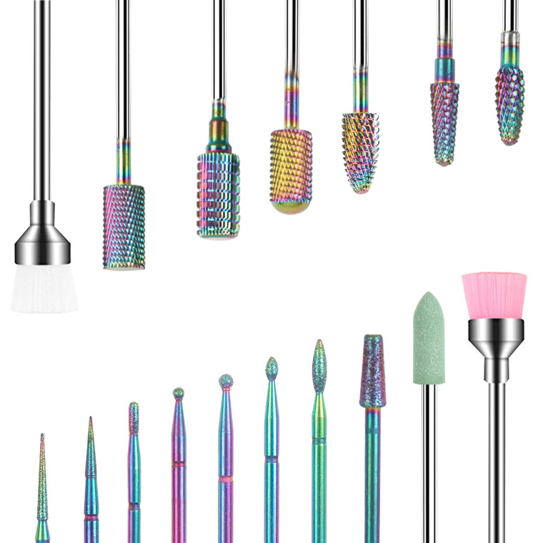 BQAN Nail Drill Bits, 17Pcs Tungsten Carbide Drill Bit Set, Professional 3/32'' Nail Bits For Nail Drill Efile, Acrylic Nails, Manicure Pedicure, Hom