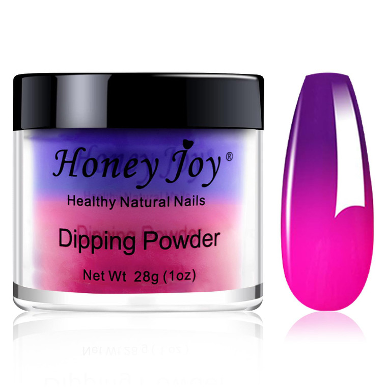 28g/Box Rose and Purple Temperature Color Change Dip Powder Nails Dipping Nails Long-lasting Nails No UV Light Needed, (W-No.17)